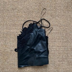 ZARA LEATHER AND LACE CROP TOP